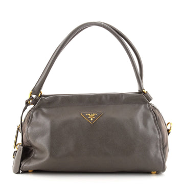 Prada Side Zip Frame Shoulder Bag Saffiano Leather with Tessuto Small