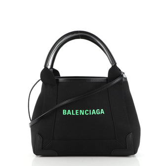Balenciaga Navy Cabas Canvas and Leather XS