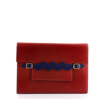 Hermes Vintage Zig Zag Flap Clutch Box Calf Medium
