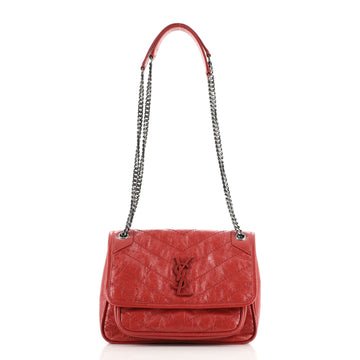 Saint Laurent Niki Chain Flap Bag Matelasse Chevron Leather Baby
