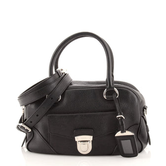 Prada Convertible Front Pocket Boston Bag Vitello Daino Small