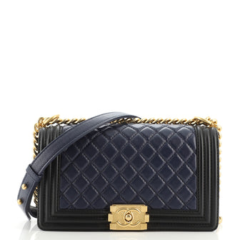 Chanel Bicolor Boy Flap Bag Quilted Lambskin Old Medium