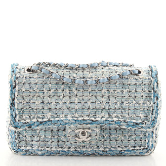 Chanel Classic Double Flap Bag Braided Quilted Tweed Medium