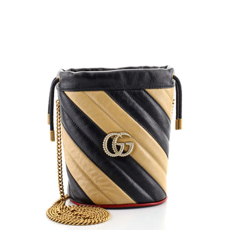 Gucci GG Marmont Bucket Bag Diagonal Quilted Leather Mini