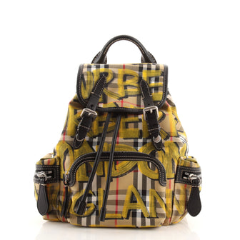 Burberry Graffiti Rucksack Backpack Vintage Check Canvas Small