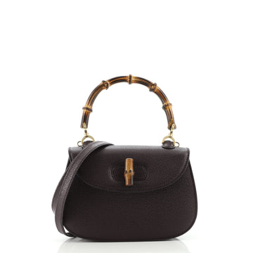 Gucci Vintage Convertible Bamboo Top Handle Bag Leather Small