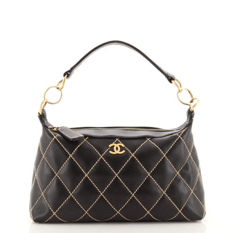 Chanel Surpique Zip Hobo Quilted Lambskin Small