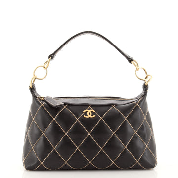 Chanel Surpique Zip Hobo Quilted Lambskin Small