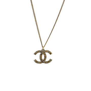 Chanel CC Long Pendant Necklace Crystal Embellished Metal and Enamel
