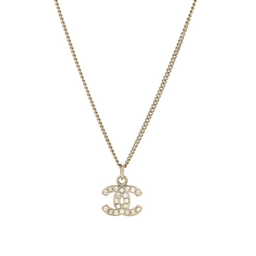 Chanel CC Long Pendant Necklace Crystal Embellished Metal