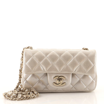 Chanel Crystal Dice Classic Single Flap Bag Quilted Iridescent Calfskin Extra Mini