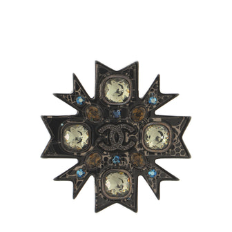 Chanel CC Cross Brooch Resin with Metal and Crystals