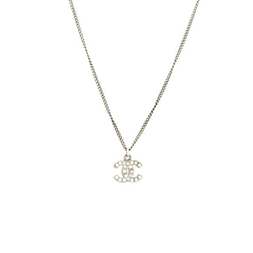 Chanel CC Long Pendant Necklace Crystal Embellished Metal