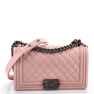 Chanel Boy Flap Bag Quilted Lambskin Old Medium