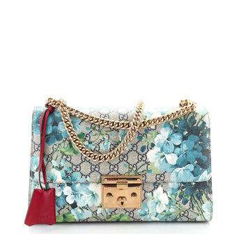 Gucci Padlock Shoulder Bag Blooms Print GG Coated Canvas Medium