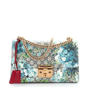 Gucci Padlock Shoulder Bag Blooms Print GG Coated Canvas Medium