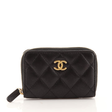 Chanel CC Zip Coin Purse Quilted Lambskin Small