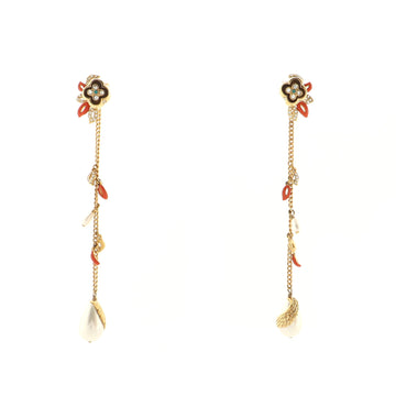 Louis Vuitton Flower Winsdor Dangle Clip-On Earrings Faux Pearl, Metal and Crystals