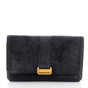 Hermes Vintage Flap Lock Clutch Doblis Suede and Leather Medium