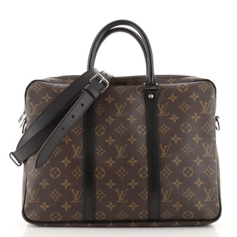 Louis Vuitton Porte-Documents Voyage Briefcase Macassar Monogram Canvas PM