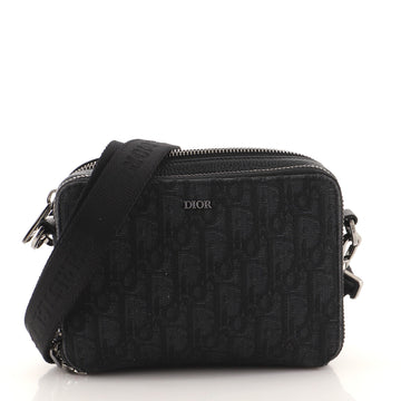 Christian Dior Double Zip Crossbody Pouch Oblique Canvas