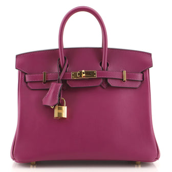 Hermes Birkin Handbag Purple Swift with Gold Hardware 25