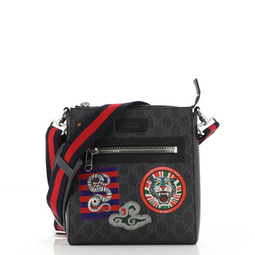 Gucci Night Courrier Zip Messenger GG Coated Canvas with Applique Small