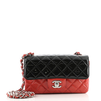 Chanel Bicolor Classic Single Flap Bag Quilted Patent Mini