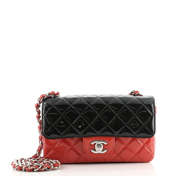 Chanel Bicolor Classic Single Flap Bag Quilted Patent Mini