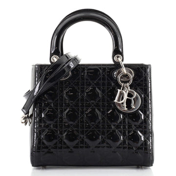 Christian Dior Lady Dior Bag Cannage Quilt Patent Medium