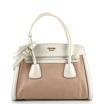 Prada Cuir Frame Convertible Tote Canvas and Saffiano Leather Small