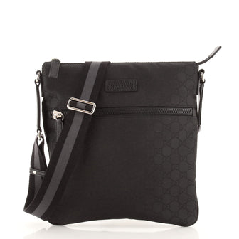Gucci Front Zip Flat Messenger Bag GG Nylon Medium