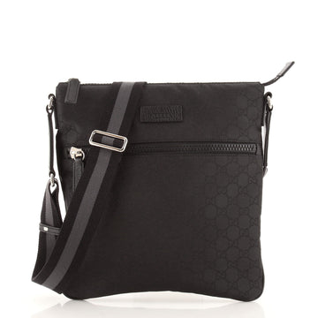 Gucci Front Zip Flat Messenger Bag GG Nylon Medium