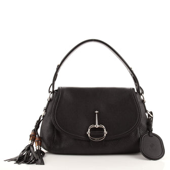 Gucci Techno Horsebit Flap Hobo Leather Small