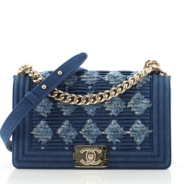 Chanel Boy Flap Bag Quilted Denim Old Medium