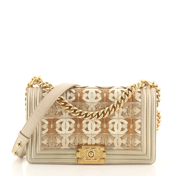 Chanel Boy Flap Bag Woven Leather Old Medium