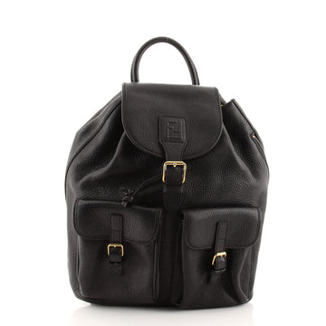 Fendi Vintage Double Pocket Backpack Leather Medium