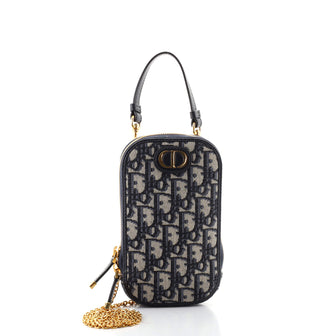 Christian Dior 30 Montaigne Phone Holder on Chain Oblique Canvas