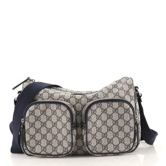 Gucci Double Pocket Messenger Bag GG Coated Canvas Large