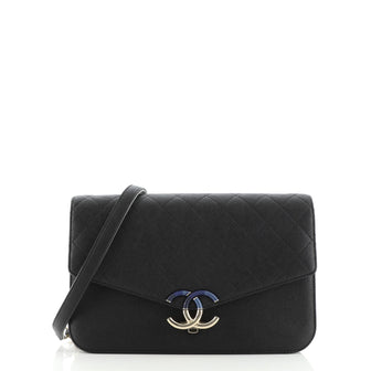 Chanel Thread Around Chain Flap Bag Quilted Caviar Medium