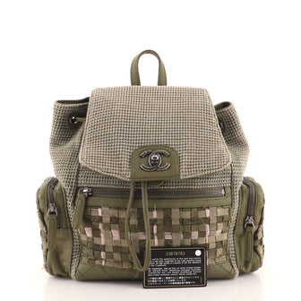 Chanel Cuba Pocket Backpack Canvas with Tweed and Caviar Medium