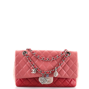 Chanel Tricolor Valentine Crystal Hearts Flap Bag Quilted Lambskin Medium
