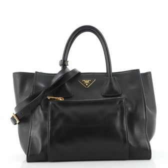 Prada Front Pocket Wing Convertible Tote Soft Calf