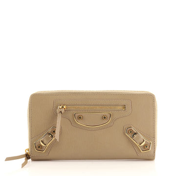 Balenciaga Classic Metallic Edge Money Flap Wallet Leather