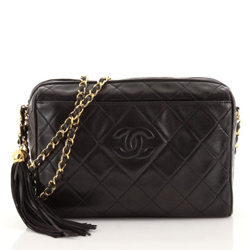 Chanel Vintage Diamond CC Camera Bag Quilted Leather Medium
