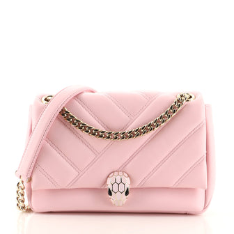 Bvlgari Serpenti Cabochon Shoulder Bag Chevron Leather Small