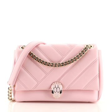 Bvlgari Serpenti Cabochon Shoulder Bag Chevron Leather Small