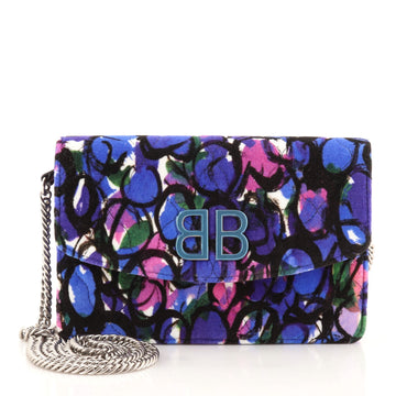 Balenciaga BB Chain Wallet Quilted Printed Velvet