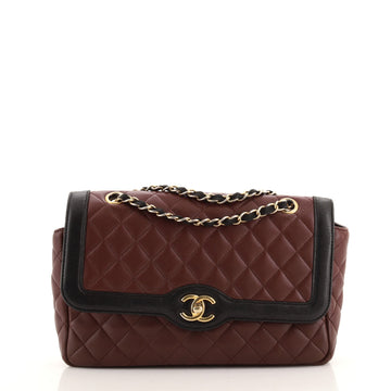 Chanel Two Tone Flap Bag Quilted Lambskin Medium