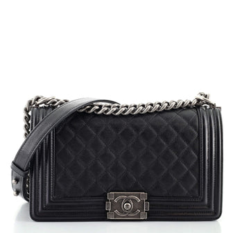 Chanel Boy Flap Bag Quilted Caviar Old Medium